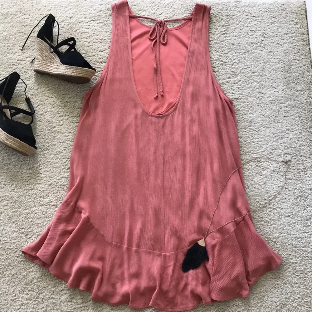 Coral Color Scoopback Dress - Picture 4 of 8